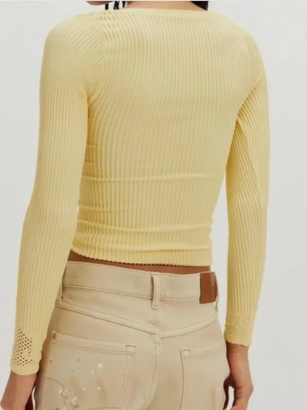 Free People Women's Dynamic Duo Long Sleeve Top In Double Butter-Size M/L   NWT
